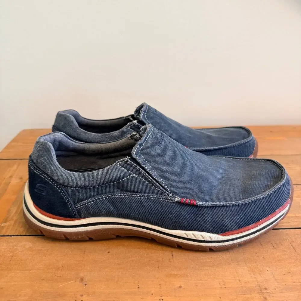 Skechers Relaxed Fit Men's 9.5 Extra Wide Slip On Loafers Canvas Canvas Shoes